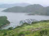 On the other side of the hill you can see the small Tung A bay and the fish farms (86638 bytes)